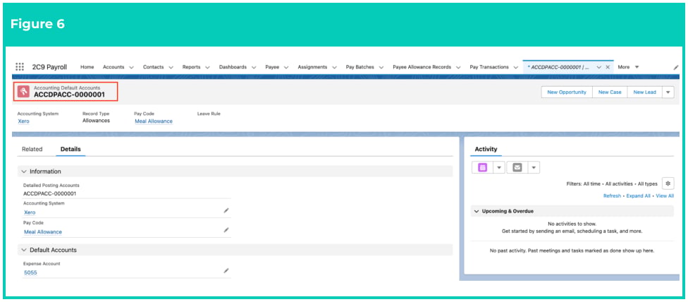 Screenshot from QRG Accounting Default Accounts - Allowances and Expenses