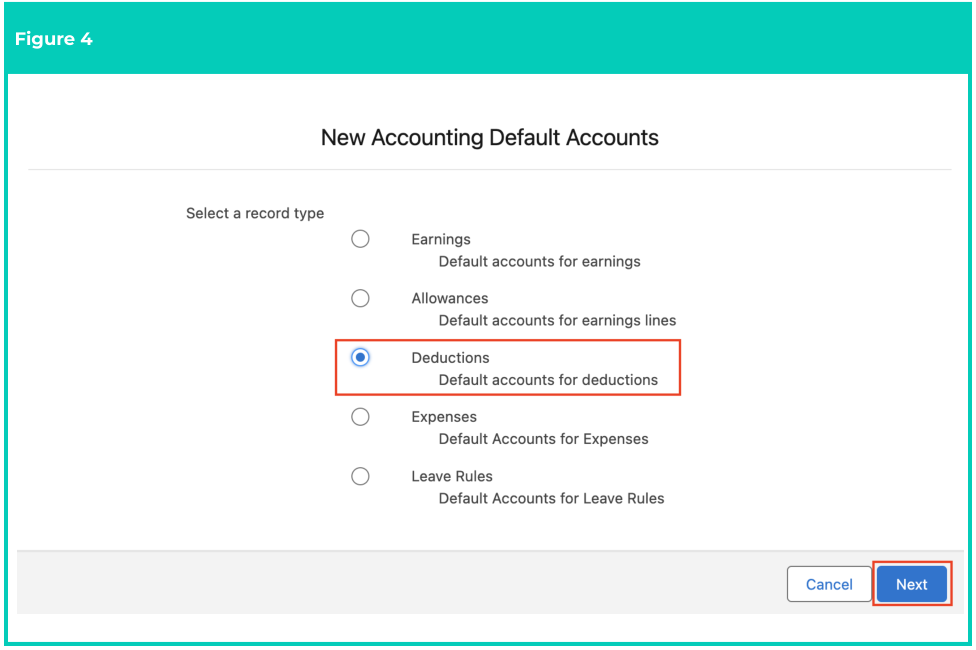 Screenshot from QRG Accounting Default Accounts - Deductions