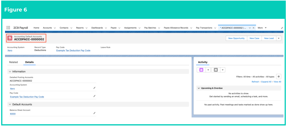 Screenshot from QRG Accounting Default Accounts - Deductions
