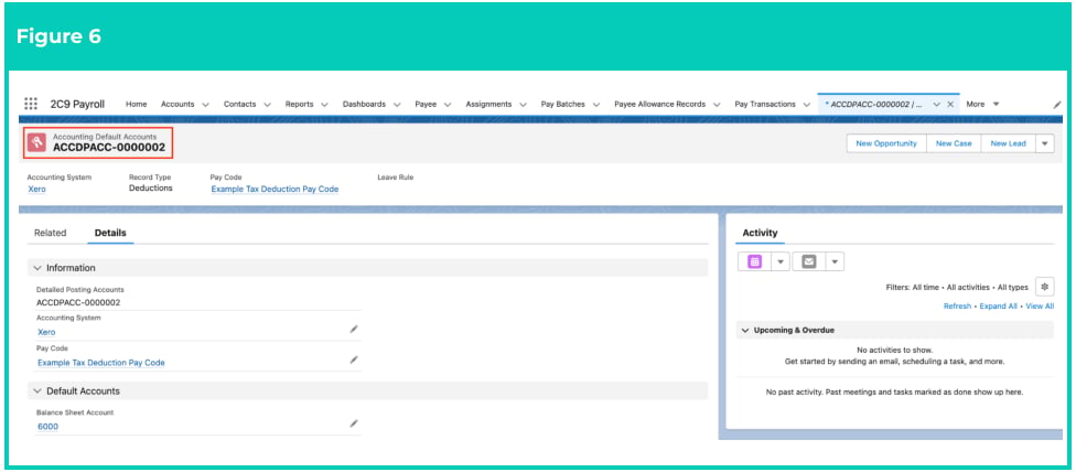 Screenshot from QRG Accounting Default Accounts - Deductions