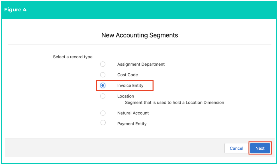Screenshot from QRG Create Accounting Segments - Invoice Entity