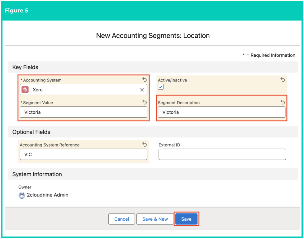 Screenshot from QRG Create Accounting Segments - Location