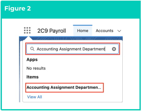 Screenshot from QRG Create an Accounting Assignment Department