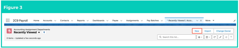 Screenshot from QRG Create an Accounting Assignment Department