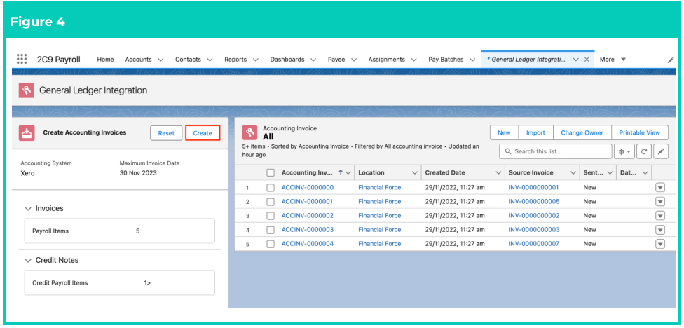Screenshot from QRG Create an Accounting Invoice