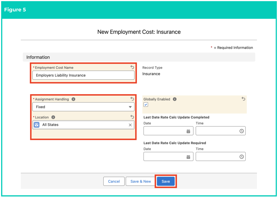 Screenshot from QRG Create an Employment Cost record - GL