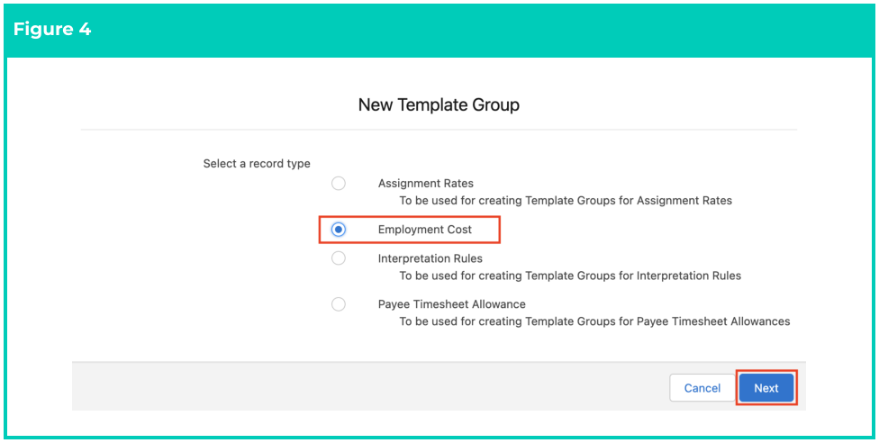 Screenshot from QRG Create an Employment Cost Template Group