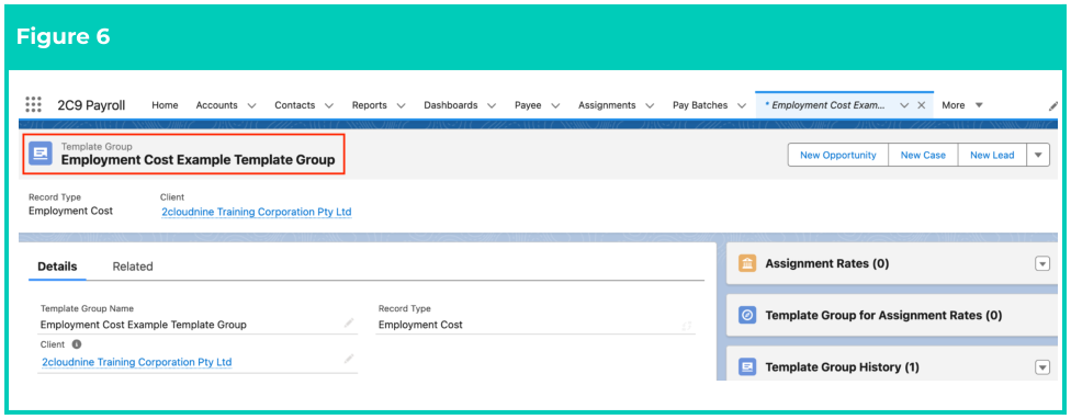 Screenshot from QRG Create an Employment Cost Template Group