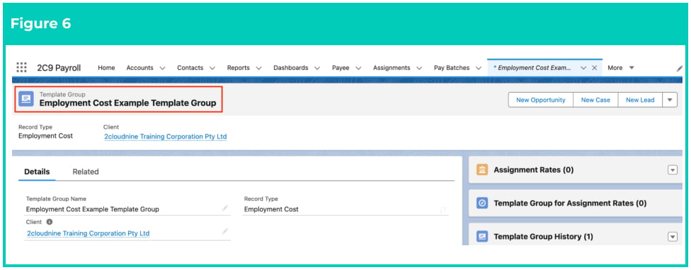 Screenshot from QRG Create an Employment Cost Template Group