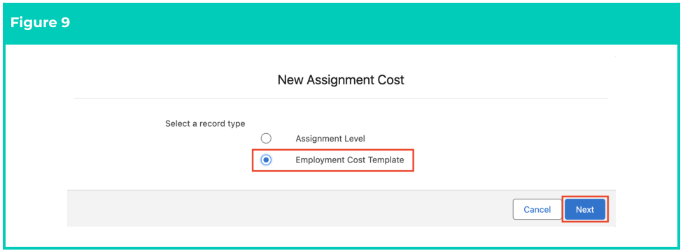 Screenshot from QRG Create an Employment Cost Template Group
