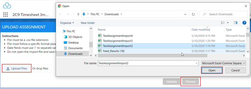 Assignment Import Tool process file