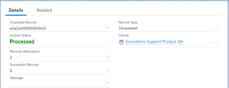 Processed timesheet details