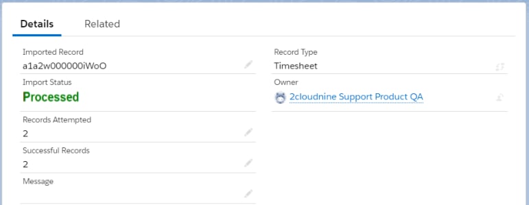 Processed timesheet details