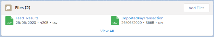 Processed pay transaction files Lightning Web Component