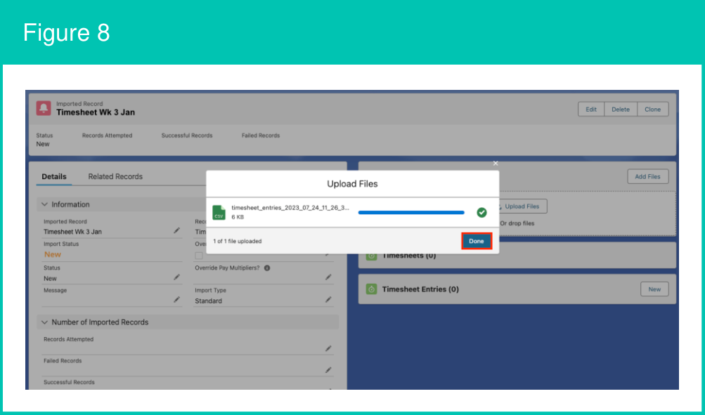 Figure 8: screenshot for QRG Integrated Import Tool - Upload and Process Import Files