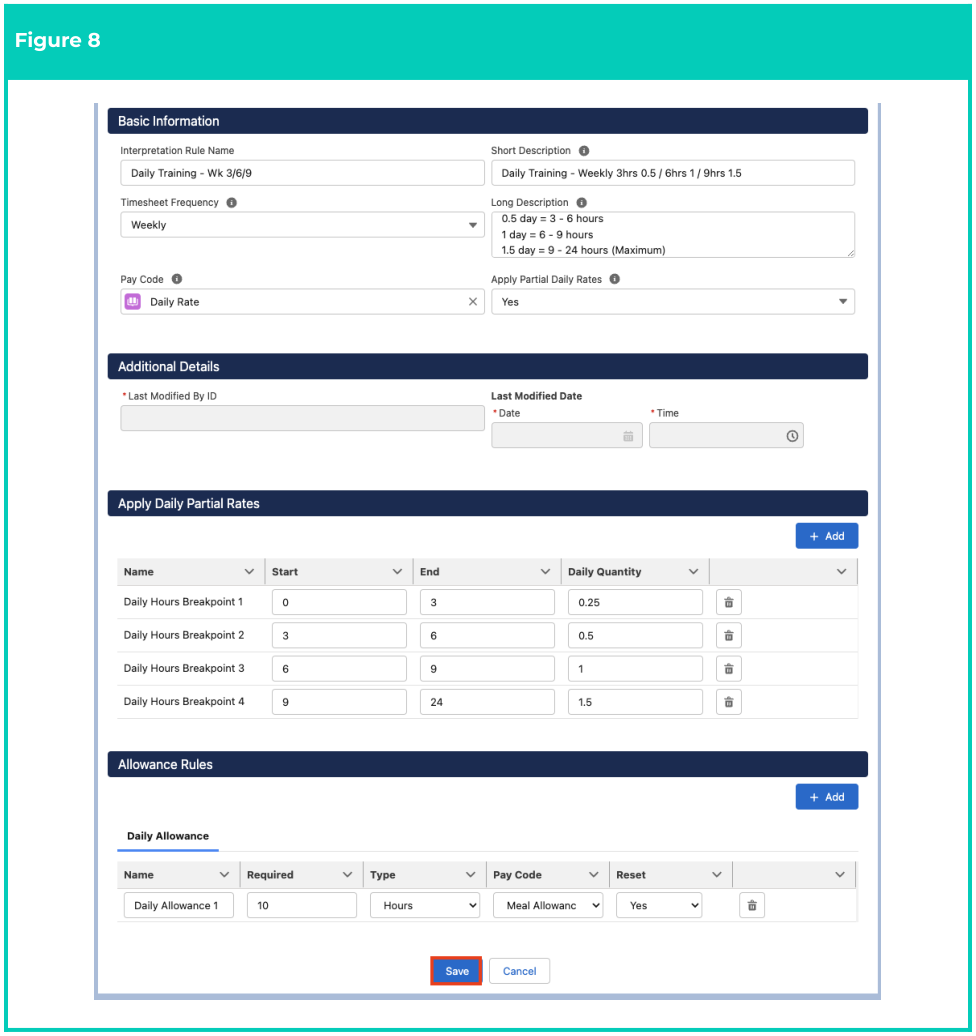 Screenshot from QRG Interpretation Rule Builder - Create Daily Rates Interpretation Rules