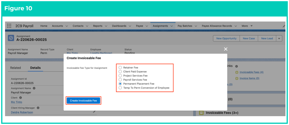 Screenshot from QRG Create Invoiceable Fees