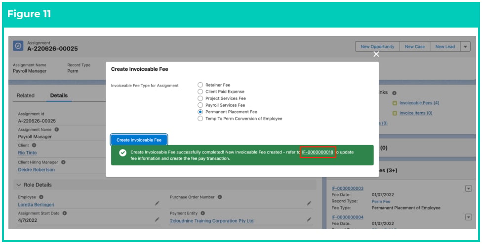 Screenshot from QRG Create Invoiceable Fees