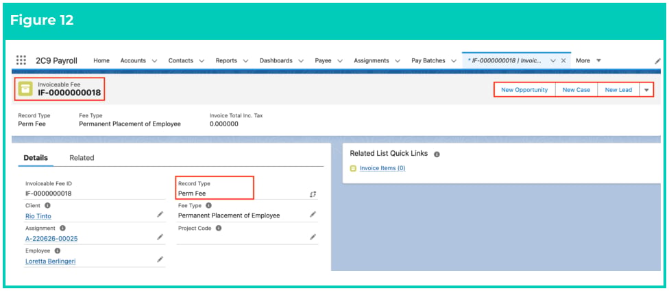 Screenshot from QRG Create Invoiceable Fees