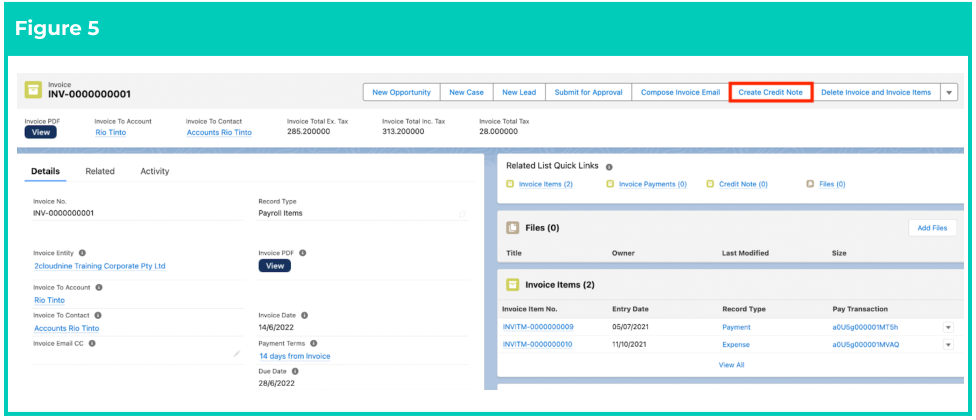 Screenshot from QRG Creating Credit Notes