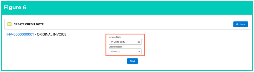 Screenshot from QRG Creating Credit Notes