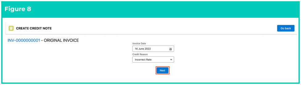 Screenshot from QRG Creating Credit Notes