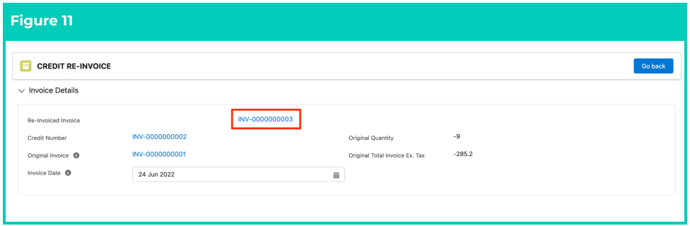 Screenshot from QRG Creating Re-Invoices