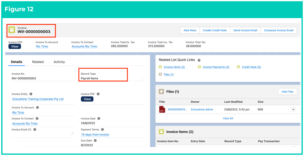 Screenshot from QRG Creating Re-Invoices
