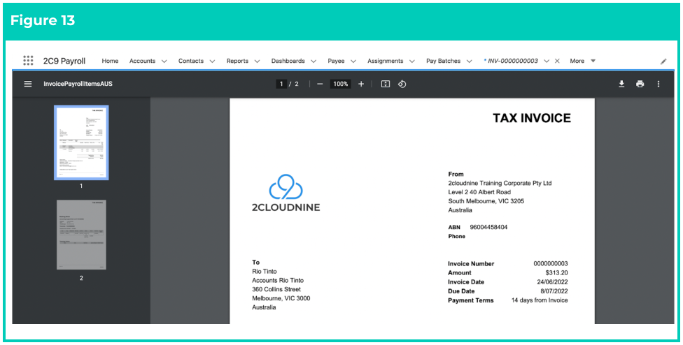 Screenshot from QRG Creating Re-Invoices