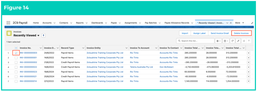 Screenshot from QRG Creating Re-Invoices