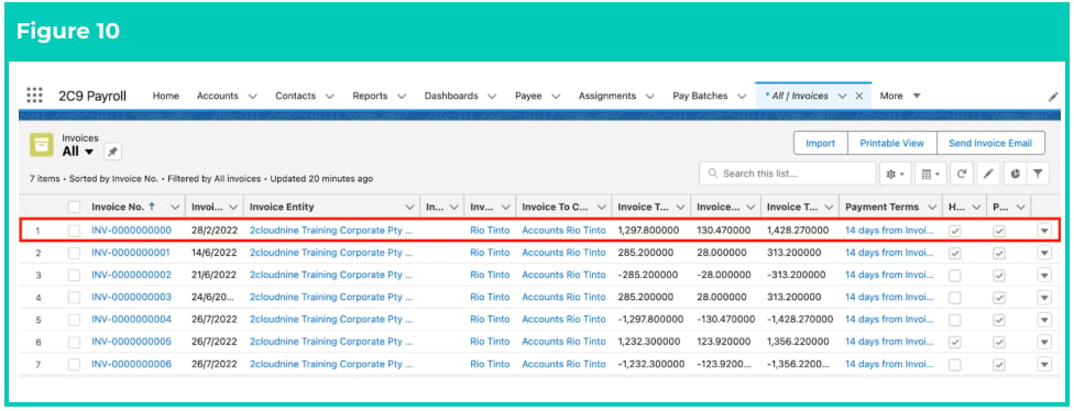 Screenshot from QRG Sending Invoices and Credits Notes