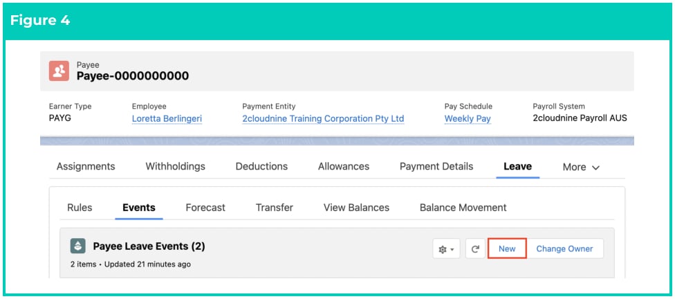 Screenshot from QRG Create Leave Cash Out - Payroll Users