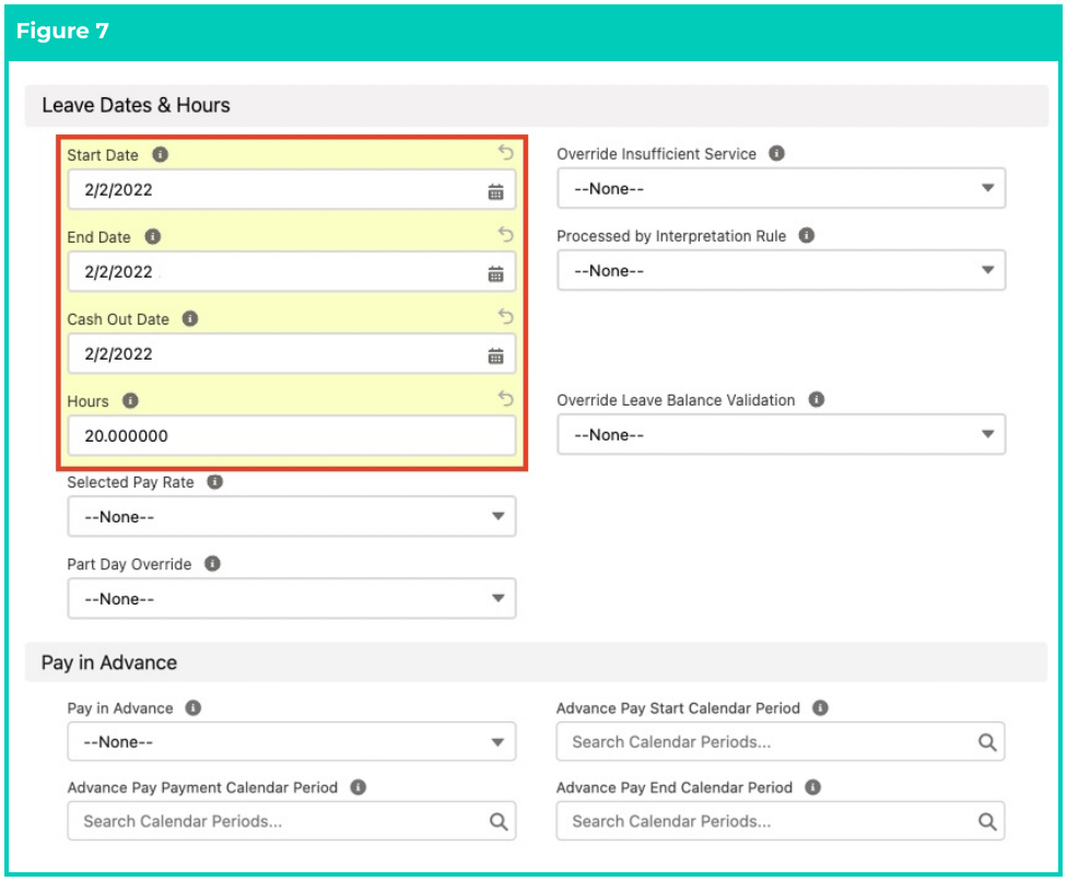 Screenshot from QRG Create Leave Cash Out - Payroll Users