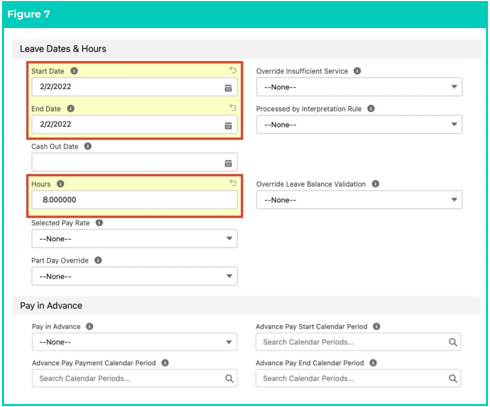 Screenshot from QRG Create Leave Credit - Payroll Users