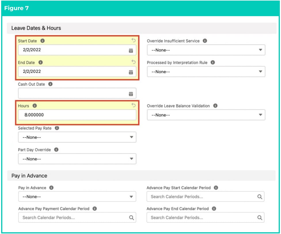 Screenshot from QRG Create Leave Credit - Payroll Users