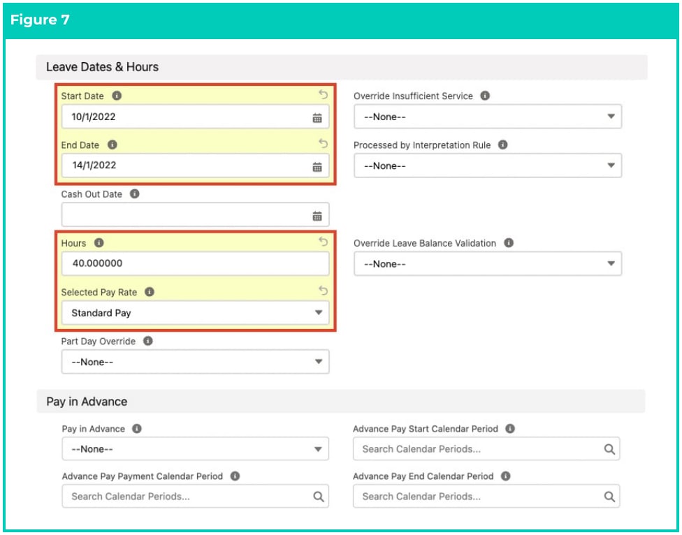 Screenshot from QRG Create Leave Takes - Payroll Users