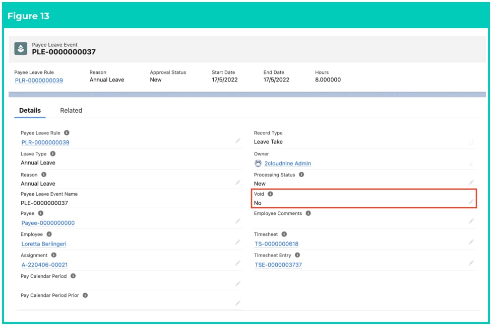 Screenshot from QRG Create Leave Takes - Payroll Users