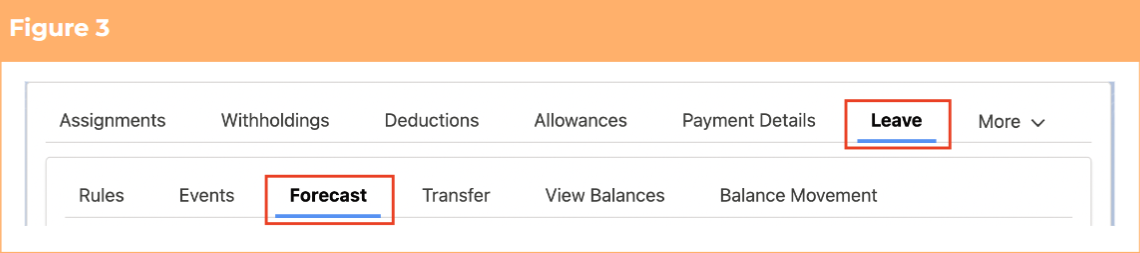 Screenshot from QRG Payee Leave Forecast
