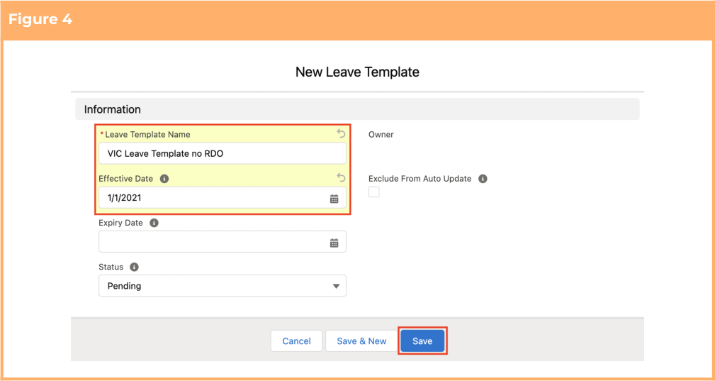 Screenshot from QRG Setup Leave Templates