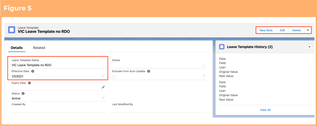 Screenshot from QRG Setup Leave Templates