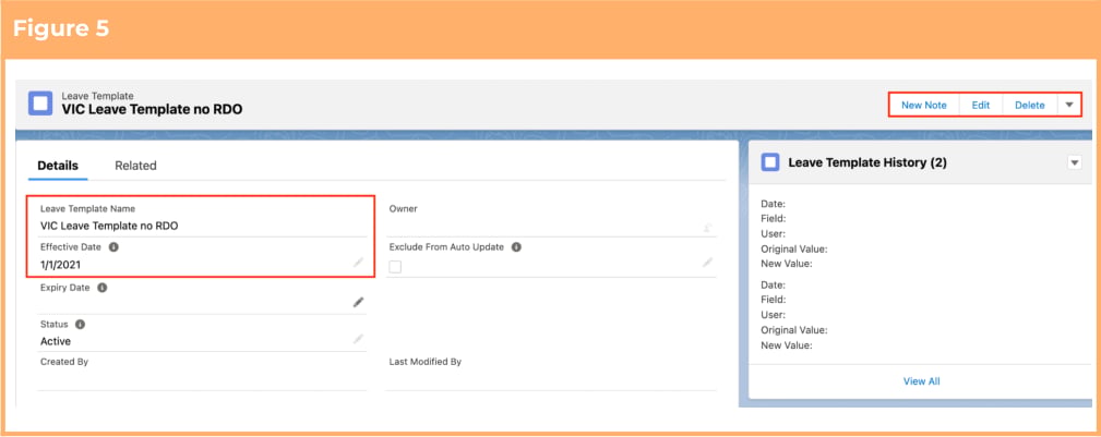 Screenshot from QRG Setup Leave Templates