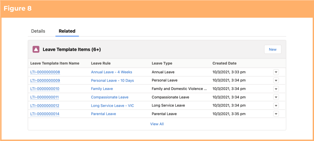 Screenshot from QRG Setup Leave Templates