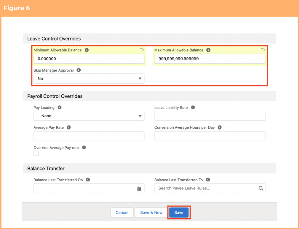 Screenshot from QRG Setup Payee Leave Rules
