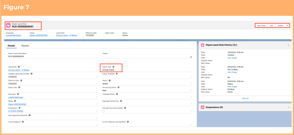 Screenshot from QRG Setup Payee Leave Rules