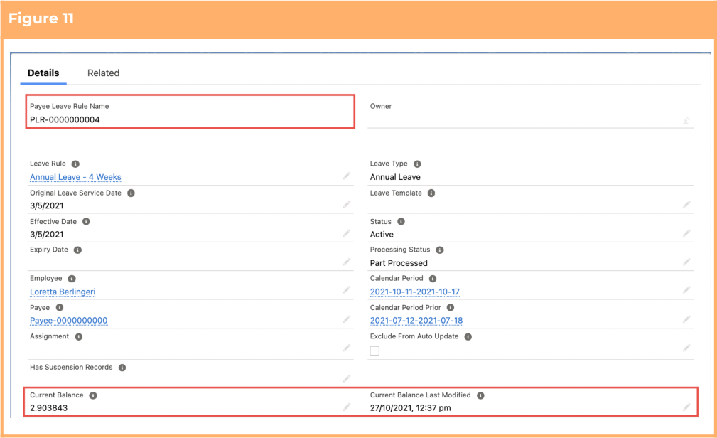 Screenshot from QRG View Leave Balances