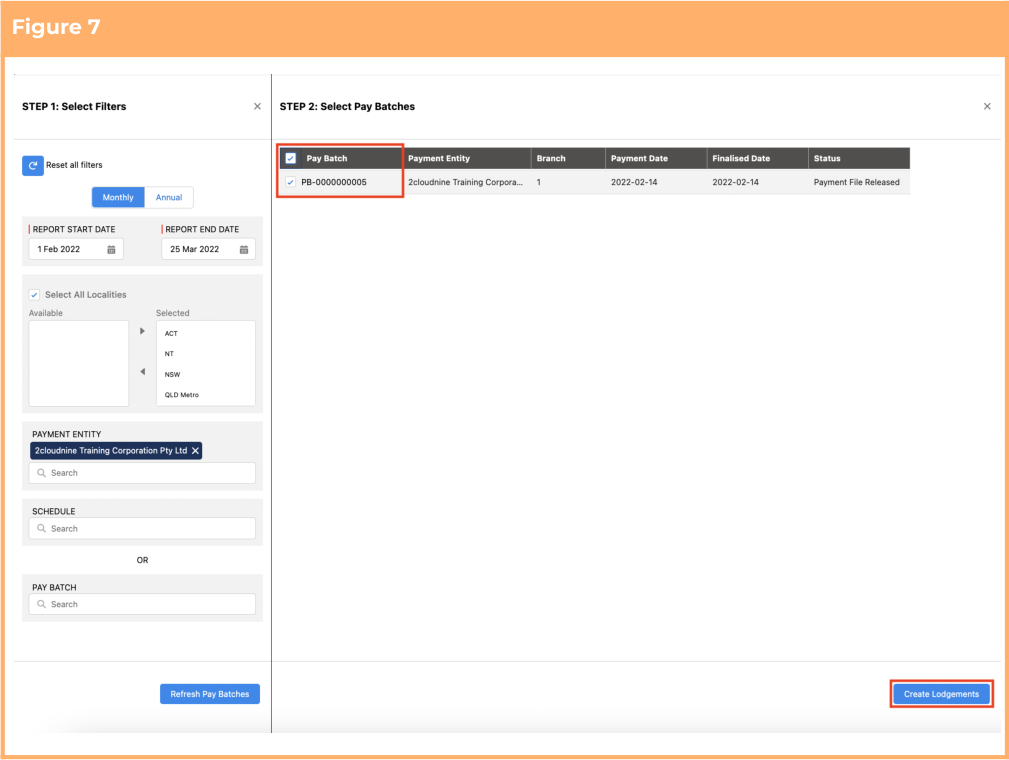 Screenshot from QRG Payroll Tax Lodgements
