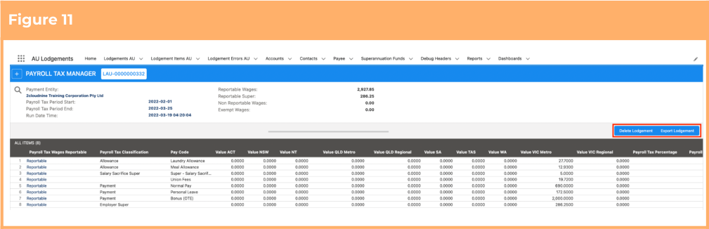 Screenshot from QRG Payroll Tax Lodgements