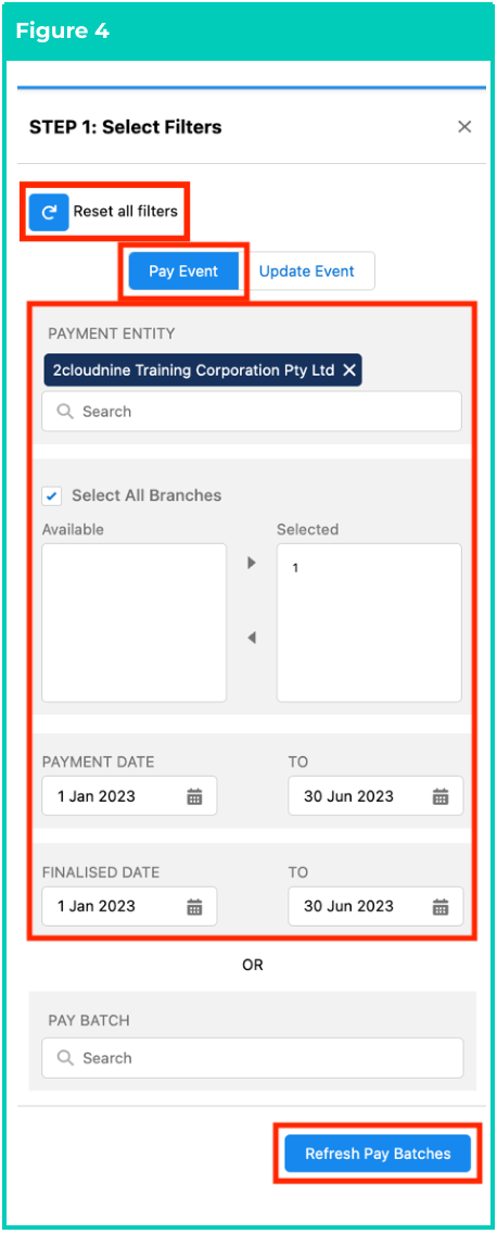 Screenshot from QRG Single Touch Payroll (STP) Lodgements - Pay Event