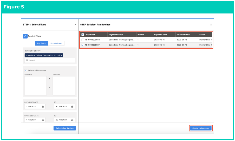 Screenshot from QRG Single Touch Payroll (STP) Lodgements - Pay Event