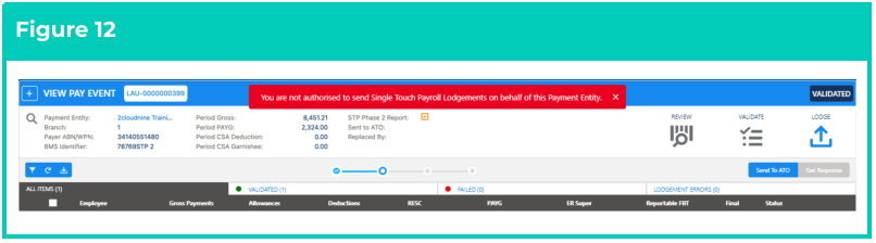 Screenshot from QRG Single Touch Payroll (STP) Lodgements - Pay Event
